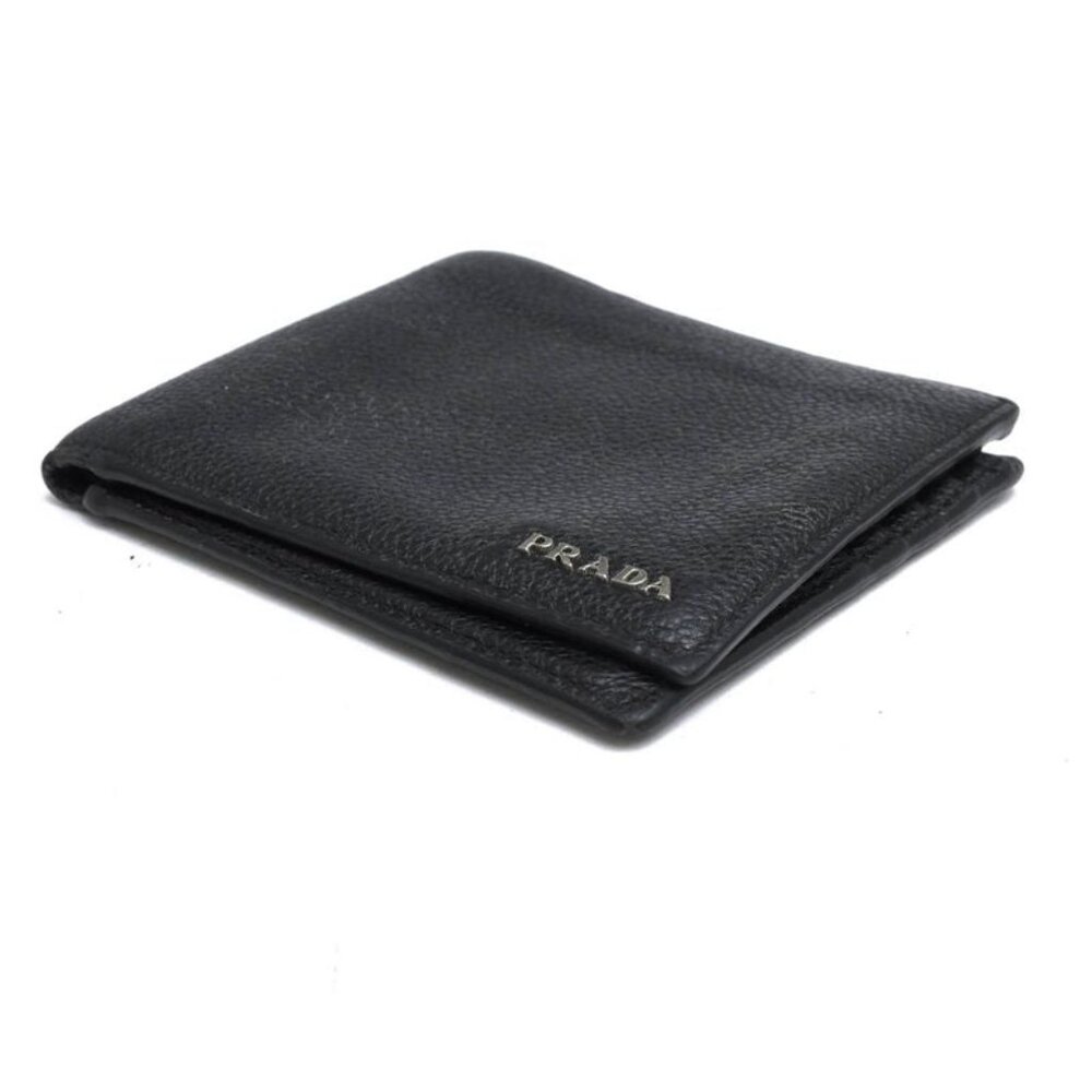 Prada Wallet Men Wallet Leather Black 2 Mo513 Vitmicro Grain - Picture 3 of 7